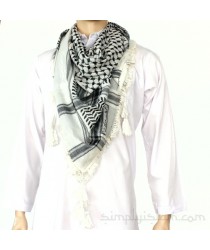 Shemagh Keffiyeh Palestinian Scarf (Yasser Arafat Style) - White